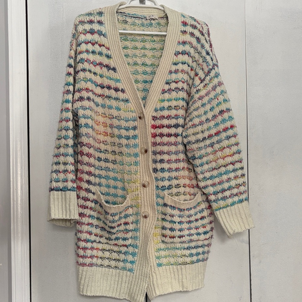 POL Cream Multicolor Button Cardigan
